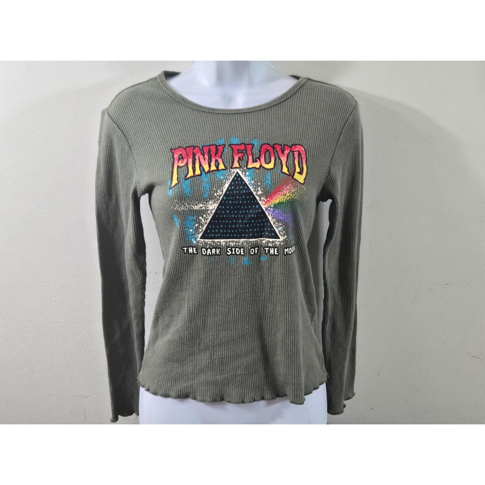 Pink‎ Floyd Womans Top XS Green Cotton The Dark Side Of The Moon Thermal Shirt